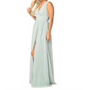 NEW EVA long v-neck dress in sage